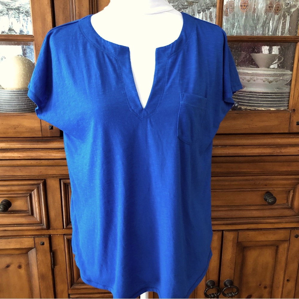 Lilly Pulitzer Royal Blue Notch-Neck Pocket Tee